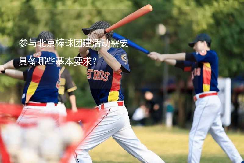 参与北京棒球团建活动需要具备哪些基本要求？